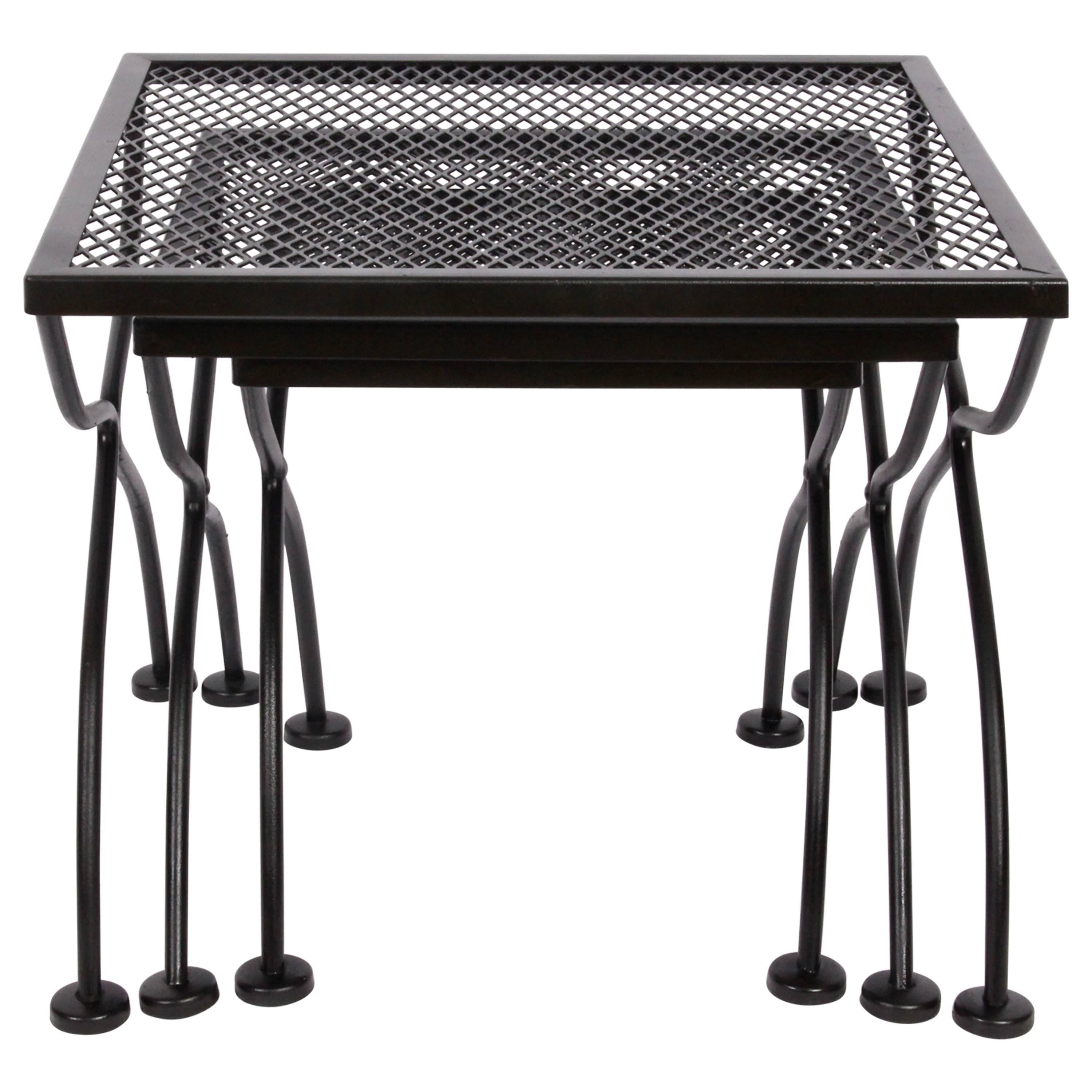 Set of Three Russell Woodard Black Iron Stacking Tables