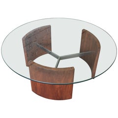 Vladimir Kagan "Radius" Mid-Century Modern Walnut and Steel Cocktail Table
