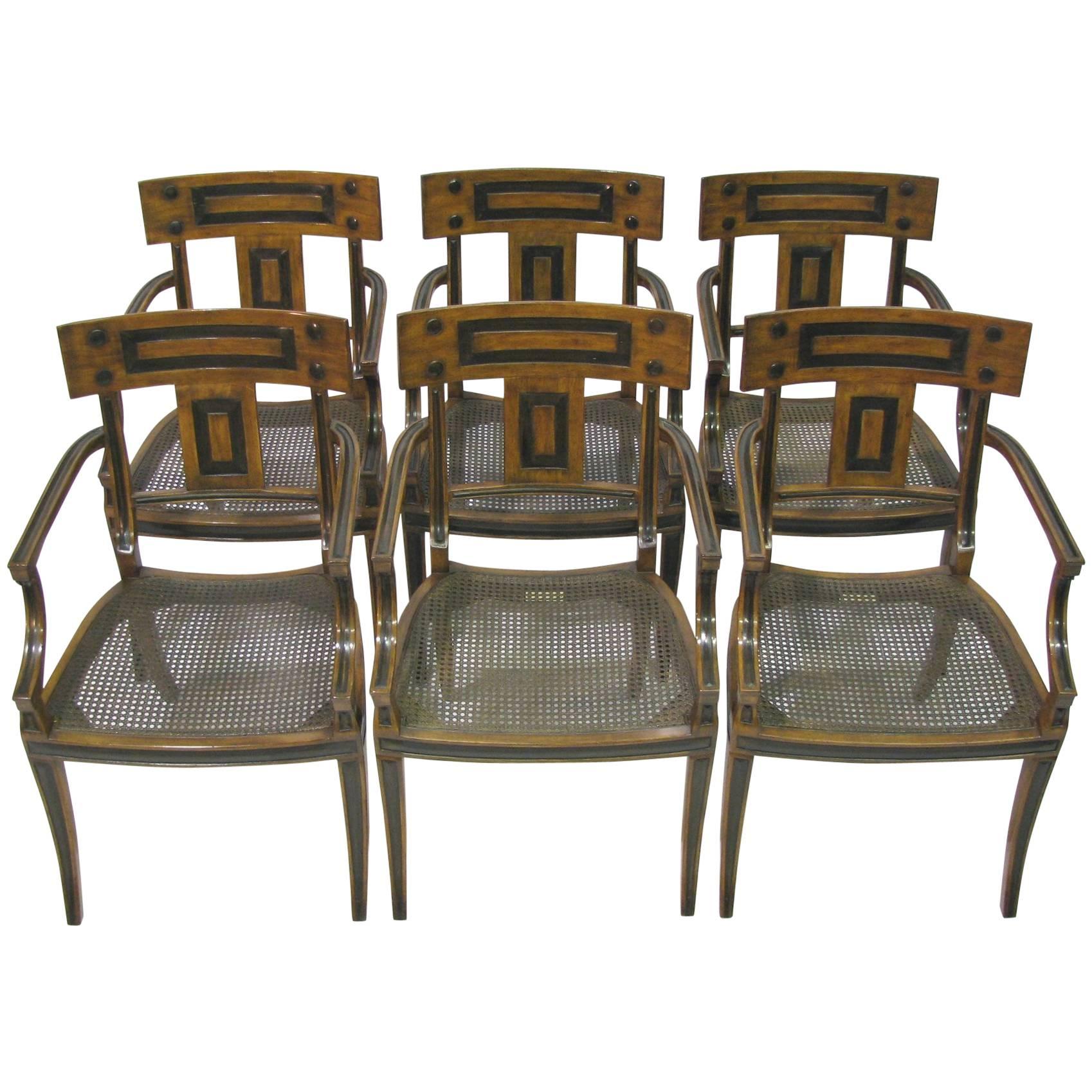 Set of Six Michael Taylor Klismos Inspired Armchairs For Sale