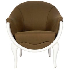Curvaceous White Lacquer Lounge Chair by Lewis Mittman