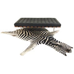 Retro circa 1985 Mies Van Der Rohe Barcelona Daybed with Zebra Rug