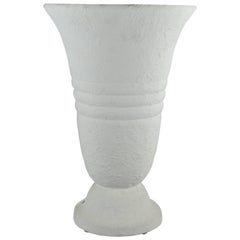 Large Art Deco White Plaster Cast Floor Lamp, 1940s