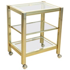Italian Drinks Cart Trolley or Bar Cart of Brass and Glass