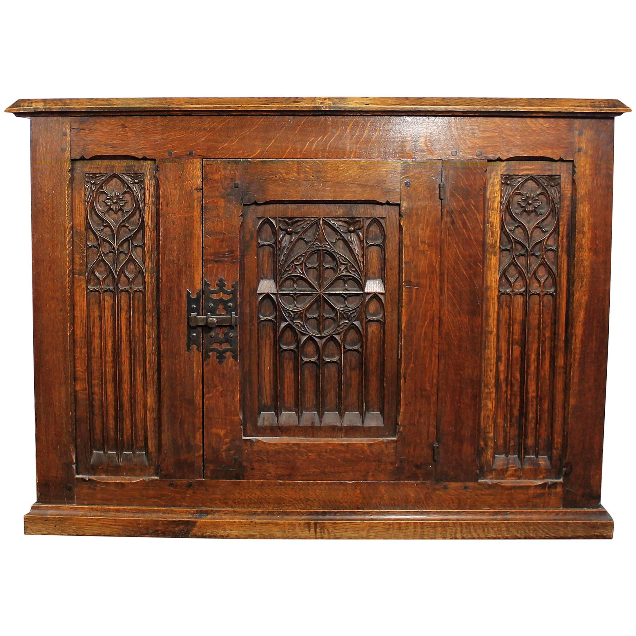 Gothic Revival Armoire with an Oak Door
