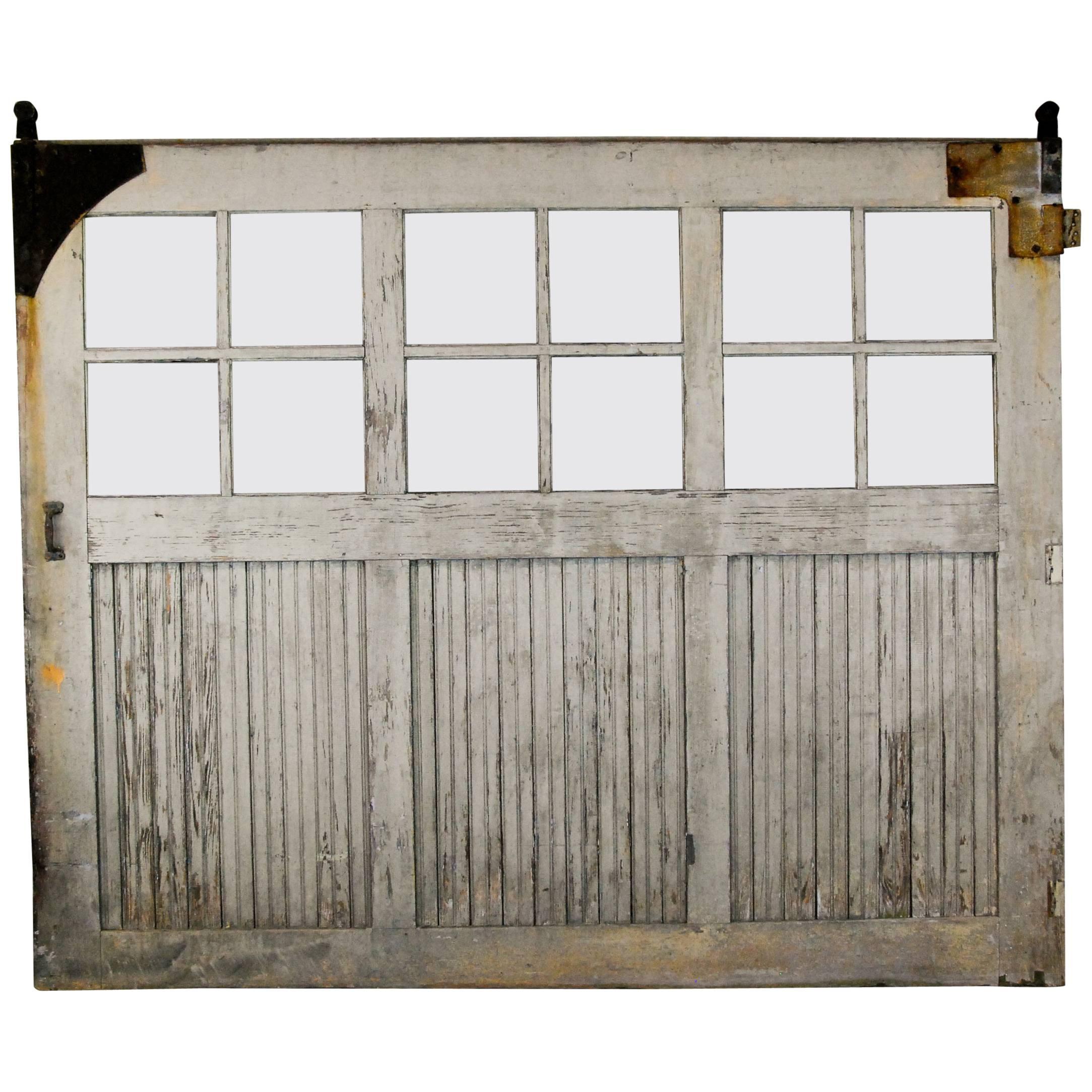 19th Century Solid Wood Large Paneled Barn Door
