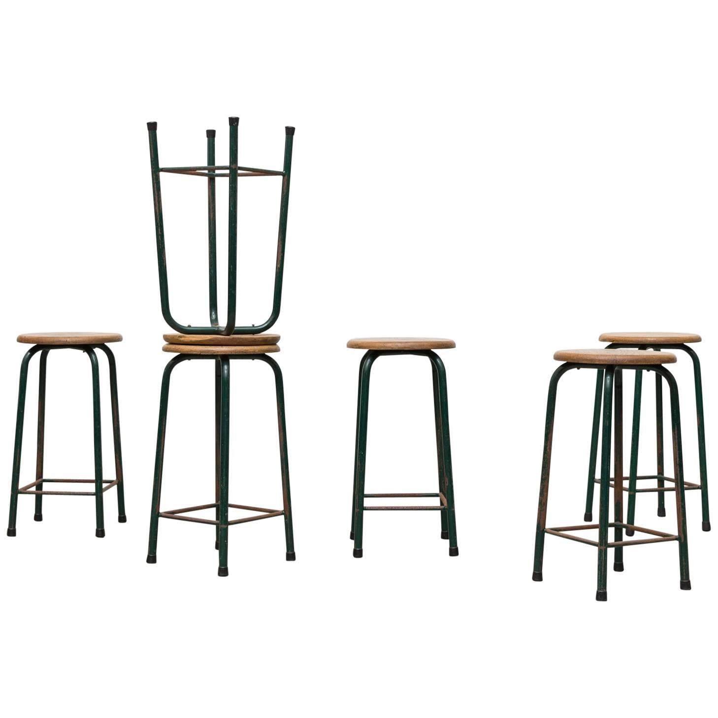 Set of Six Industrial Science Lab Stools