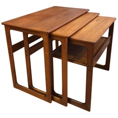 Danish Teak Nesting Tables with Caning 