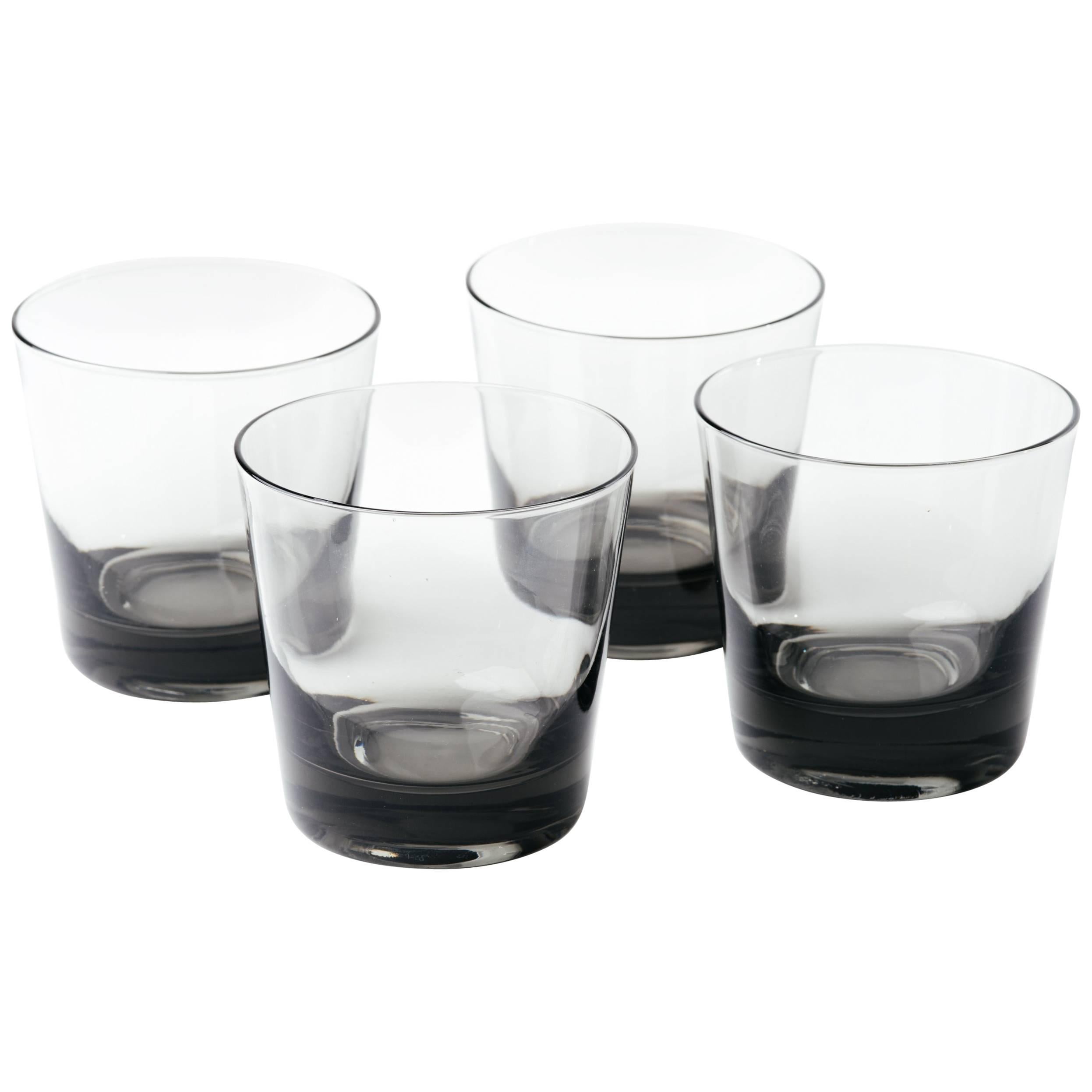 Set of Four Mid-Century Modern Smoked Grey Barware Glasses