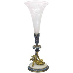 Gilt Bronze Cherubic Crystal Vase