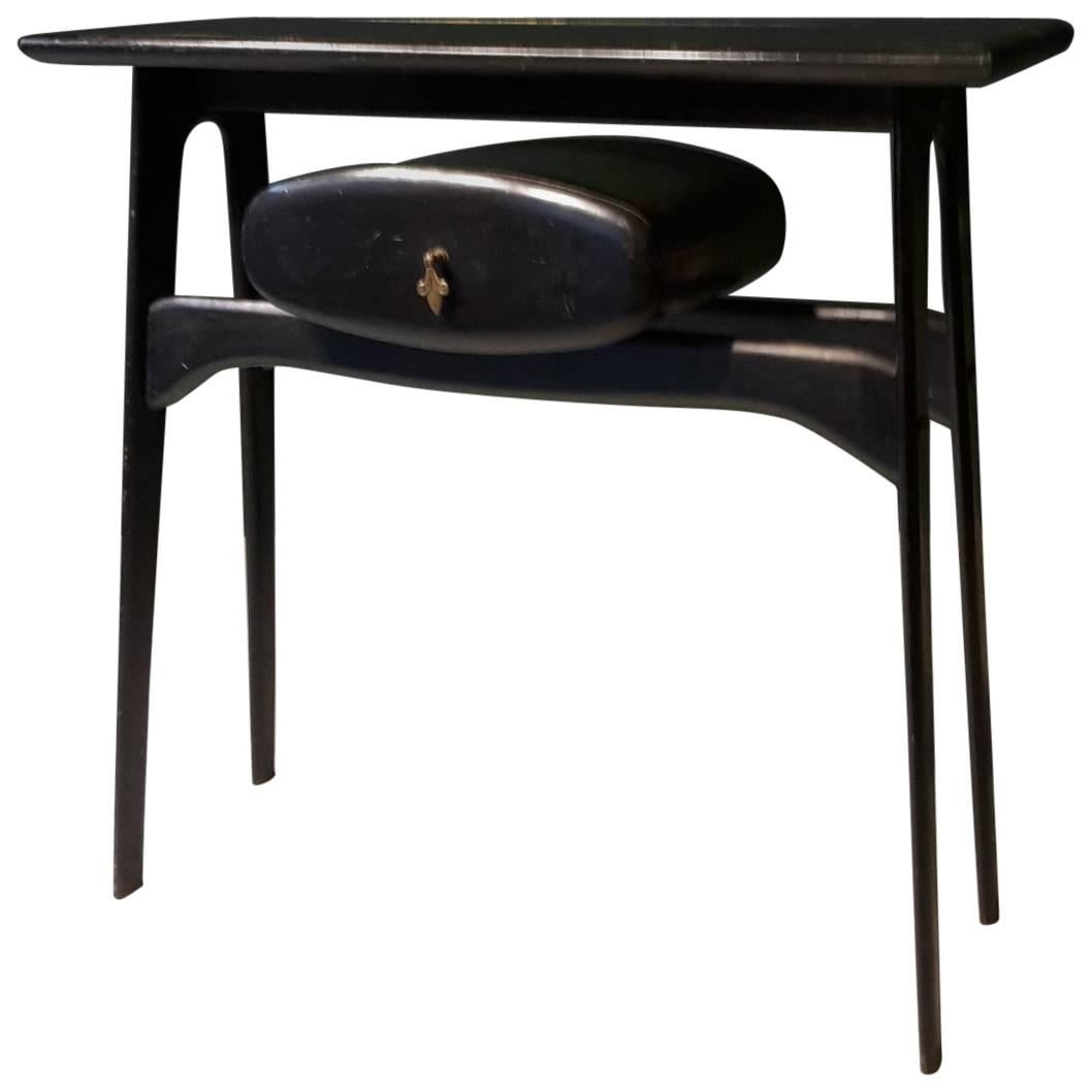 20th Century Black Italian Console Made of Wood and Glass, 1960s