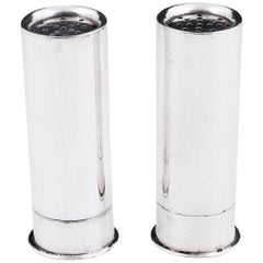 Mappin & Webb Sterling Silver Shotgun Cartridge Salt and Pepper Shakers