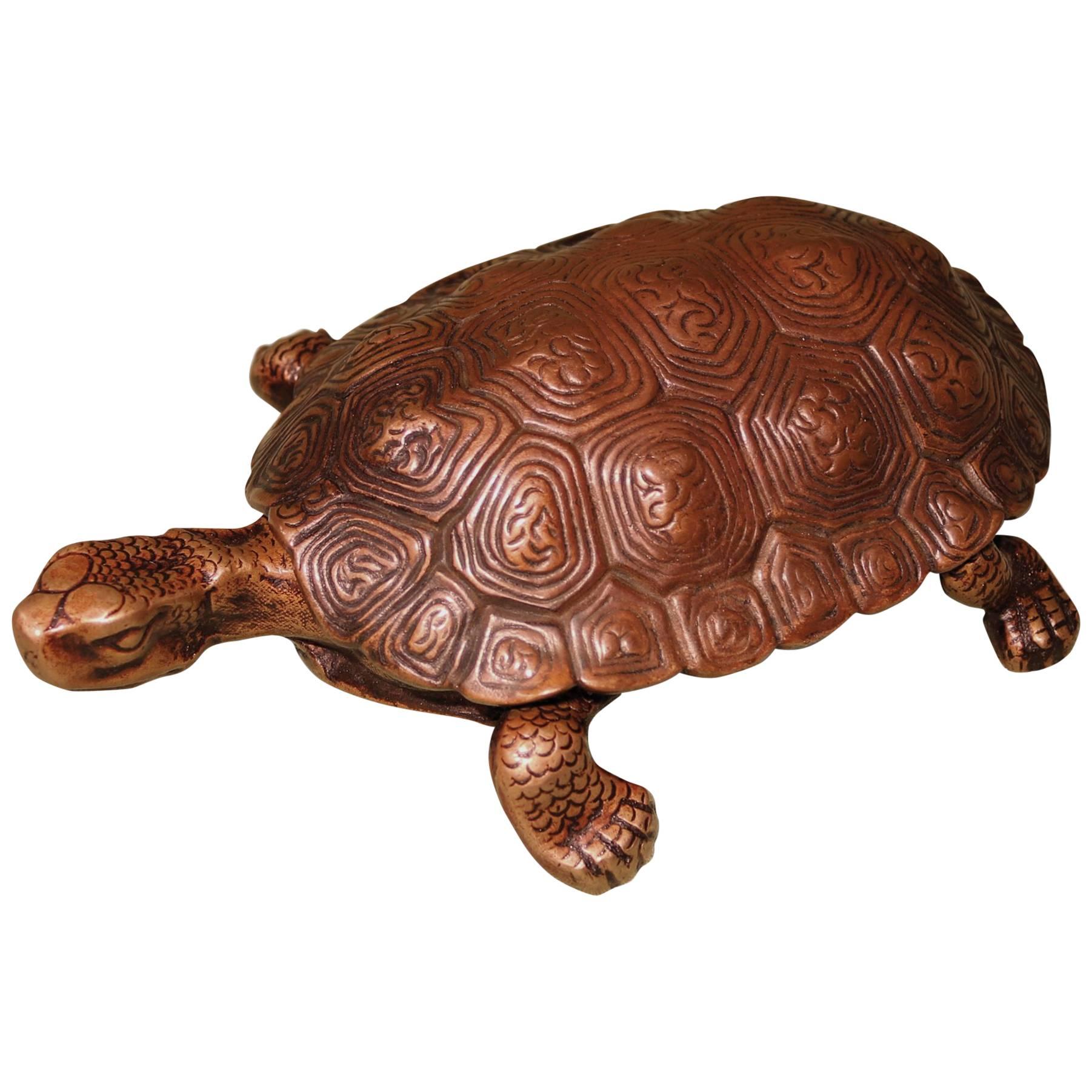 19th Century bronze model tortoise inkwell