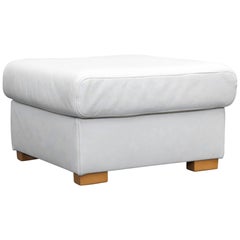 Designer Footstool Leather Crème Beige Couch Modern