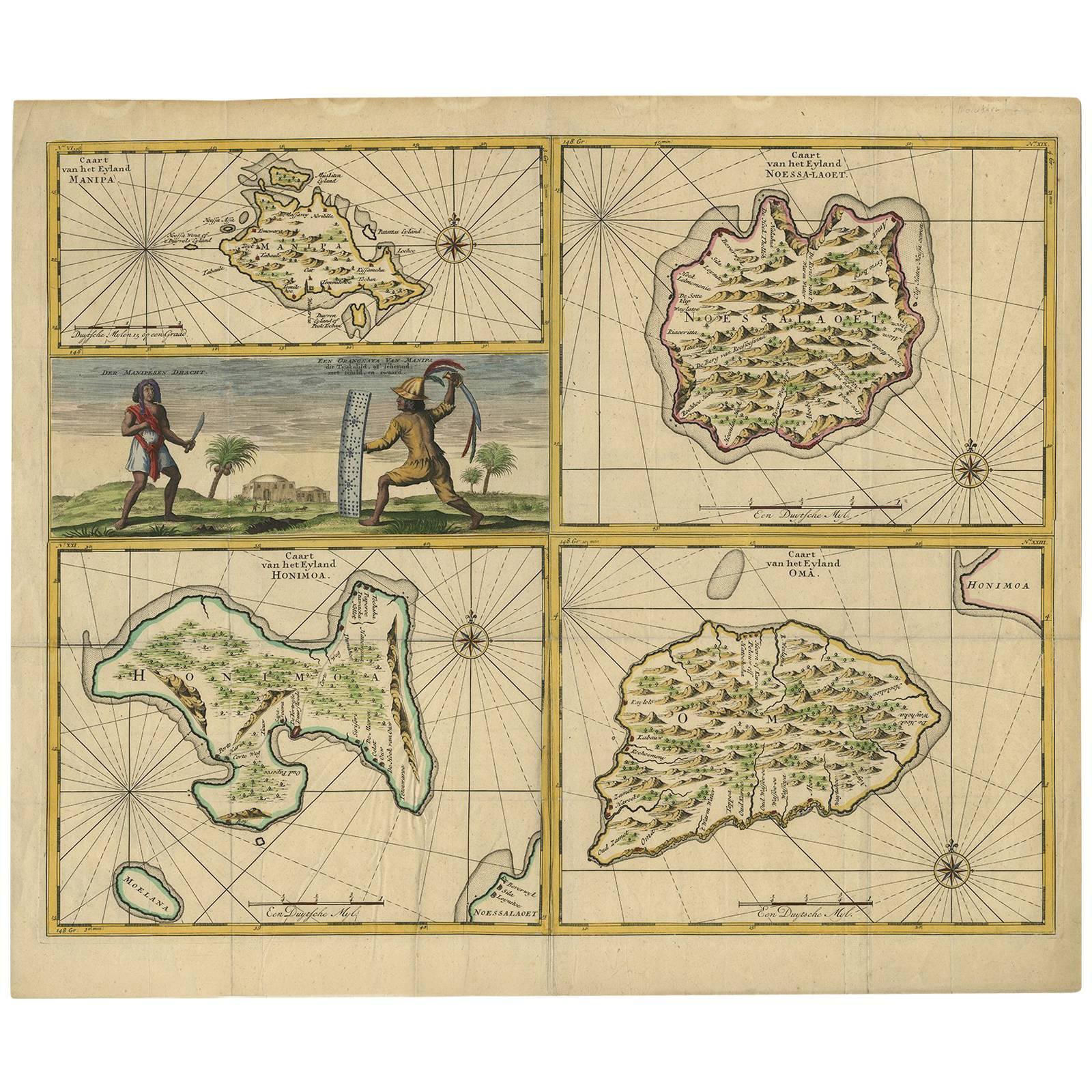 Antique Map of Manipa, Nusa-Laut, Saparua & Haruku 'Indonesia' by F. Valentijn For Sale