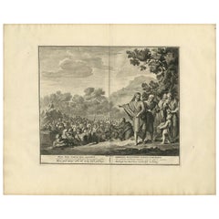 Antique Bible Print 'Loaves and Fishes' Made after B. Picart, 1728