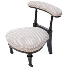 Antique Gillows 19th Century Victorian Ebonised Armchair Nursing Chair Prie Dieu