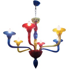 20th Italian  blown glass Multicolored Chandelier