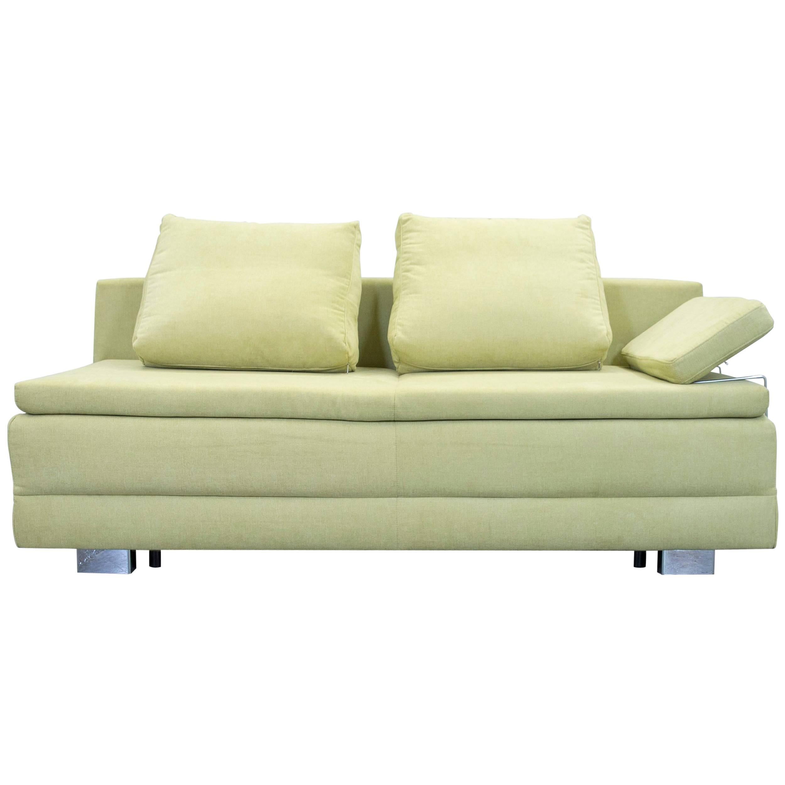 Designer Sleep Sofa Fabric Green Three-Seat Function Couch Modern