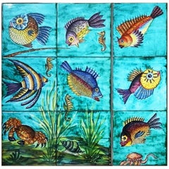 1950s Depalmas "Underwater" French Glazed Ceramic Panel