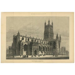 Antique Print of Gloucester Cathedral from the Illustrated London News, 1883