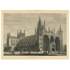 Antique Print of Peterborough Cathedral from the Illustrated London News, 1880