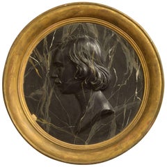 19th Century Marble Effect Mounted Portrait