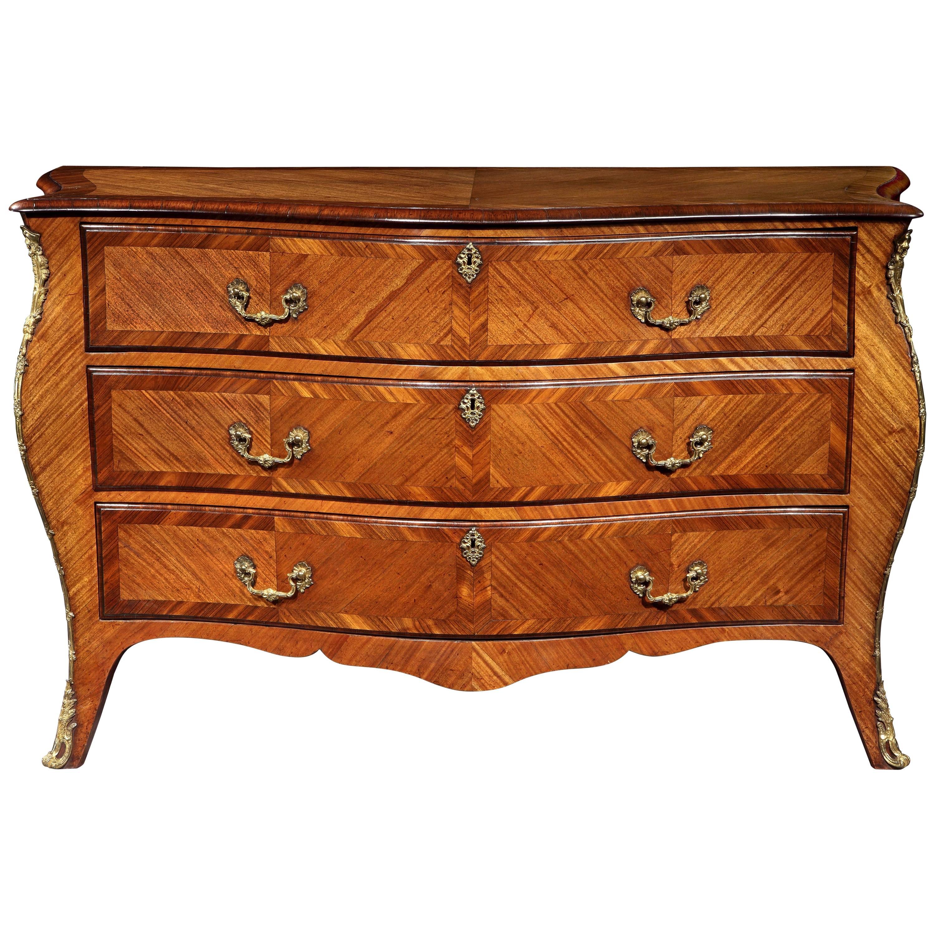 Rococo style ormolu mounted kingwood, rosewood French commode with ...