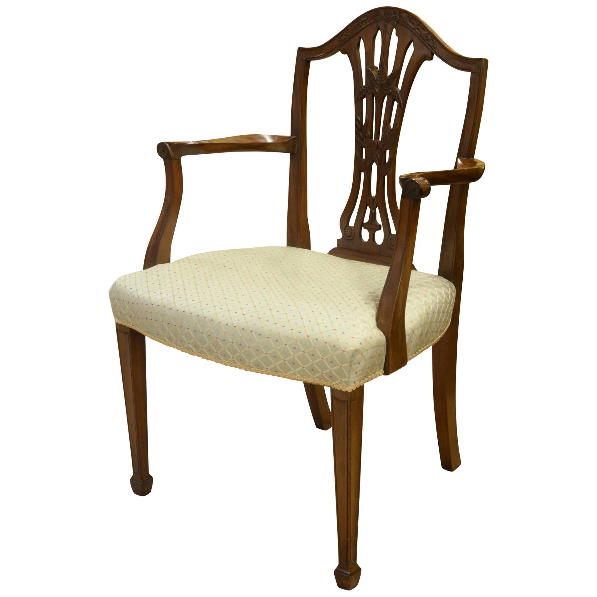 Mahogany Hepplewhite Period Carver Chair
