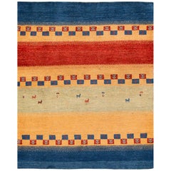 21st Century Small Geometric Multicolored Persian Gabbeh Rug