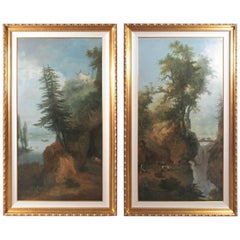 Pair of Beautiful 19th Century Oil on Canvas Continental Landscapes