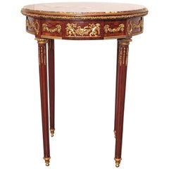 19th Century French Mahogany and Gilt Bronze Marble Top Gueridon Table