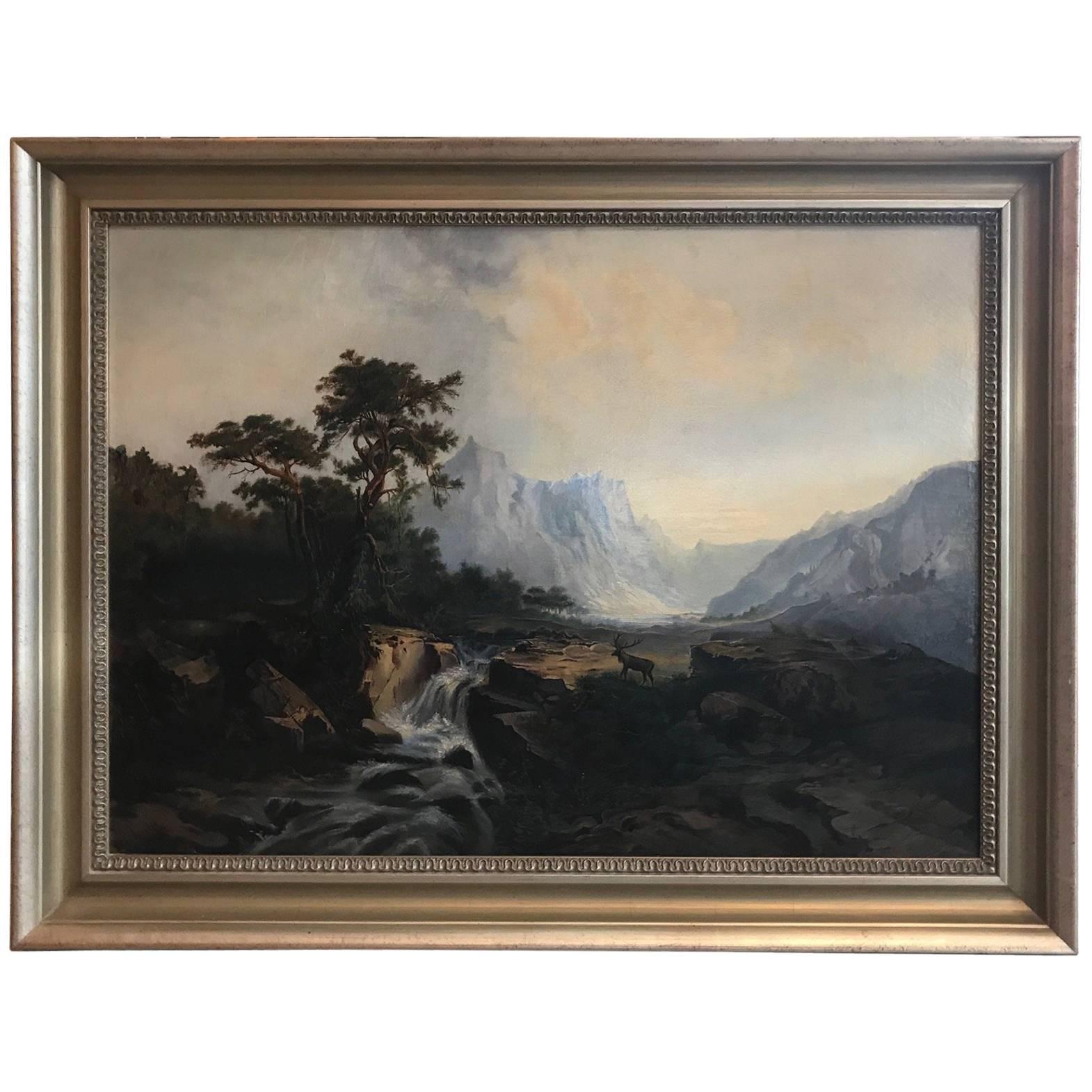 Antique 19th Cent. European Oil Painting on Canvas Signed M. L. Tunner, 1872