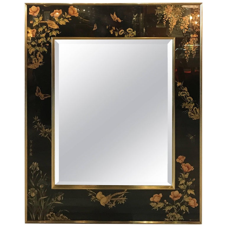 Labarge HandPainted Églomisé Mirror For Sale at 1stdibs
