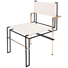 CASBAH Chair, Functionalist Inspired Brass, Vachetta Tubular by Nomade Atelier