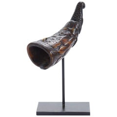 Late 19th Century Hand-Carved ritual 'Thun Rwa'  Horn with Gold Inlay