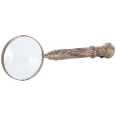 Early 20th Century French Magnifying Glass with Ornate Pewter Handle