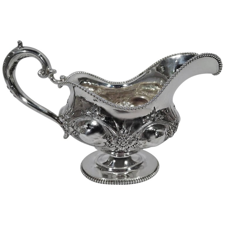Fancy Antique American Sterling Silver Gravy Boat by Frank W. Smith For