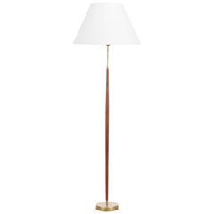 Mid-Century Modern Scandinavian Floor Lamp in Teak and Brass