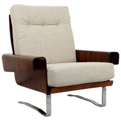 Midcentury Modern Selig Danish Bentwood Rosewood & Chrome Lounge Rocking Chair