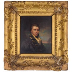 Portrait of an English Naval Officer in Front of This Ship Regency Period 1810s