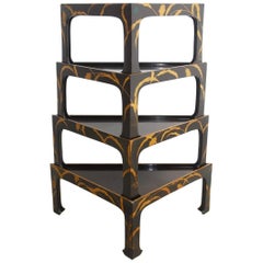 Nest of Four Chinoiserie Lacquered Stacking Tray Tables