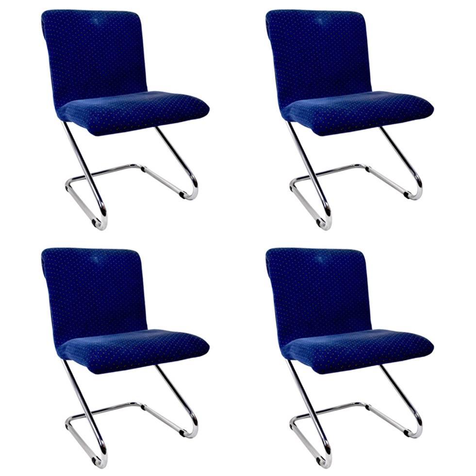 Set of Four Chrome Dining Chairs