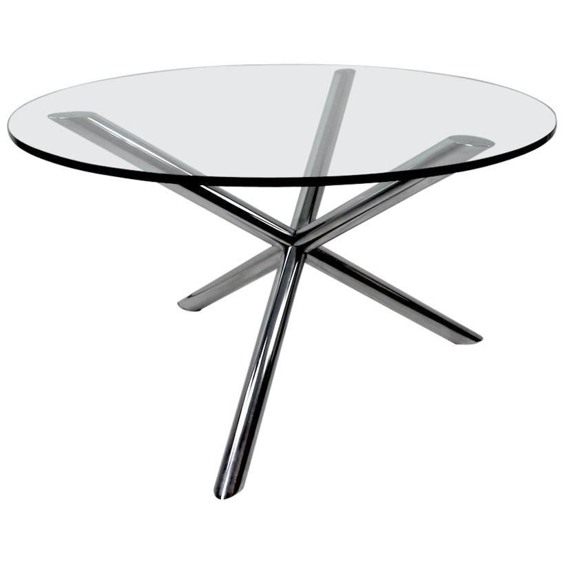 Chrome Jack Base Dining Table with Plate Glass Top