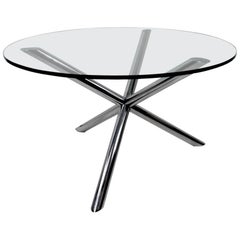 Chrome Jack Base Dining Table with Plate Glass Top Chrome Jack Base Dining Table with Plate Glass Top