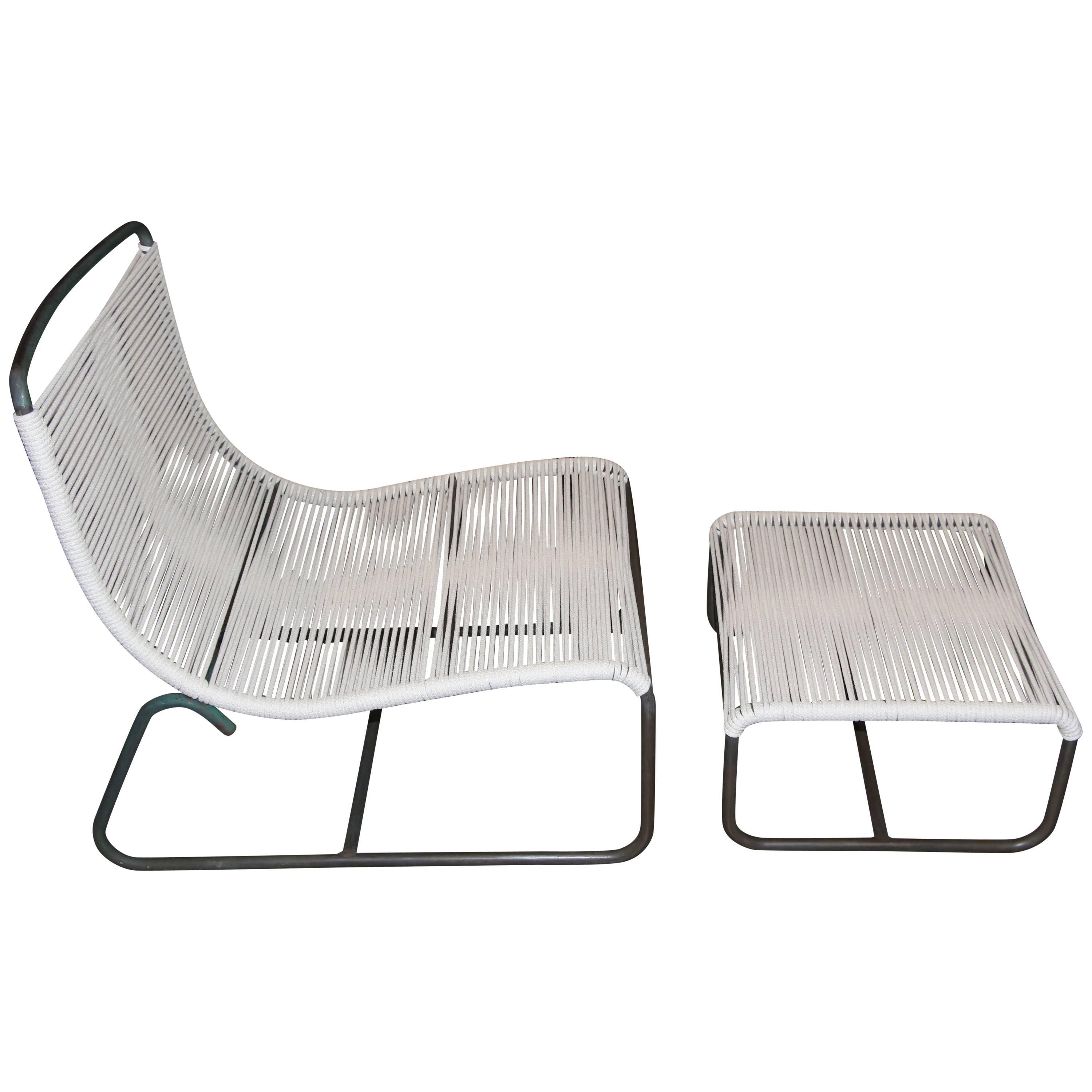 Sleigh Lounge Chair and Ottoman by Walter Lamb for Brown Jordan