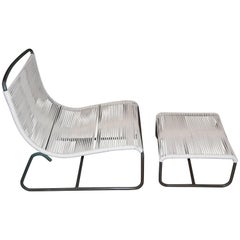 Retro Sleigh Lounge Chair and Ottoman by Walter Lamb for Brown Jordan