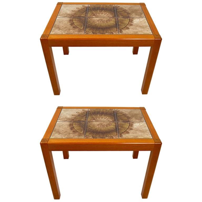 Pair of Danish Modern Tile Top Tables