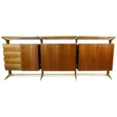 1950s Bronze and Italian Walnut Sideboard Palazzi Dell' Arte Exhibition Piece