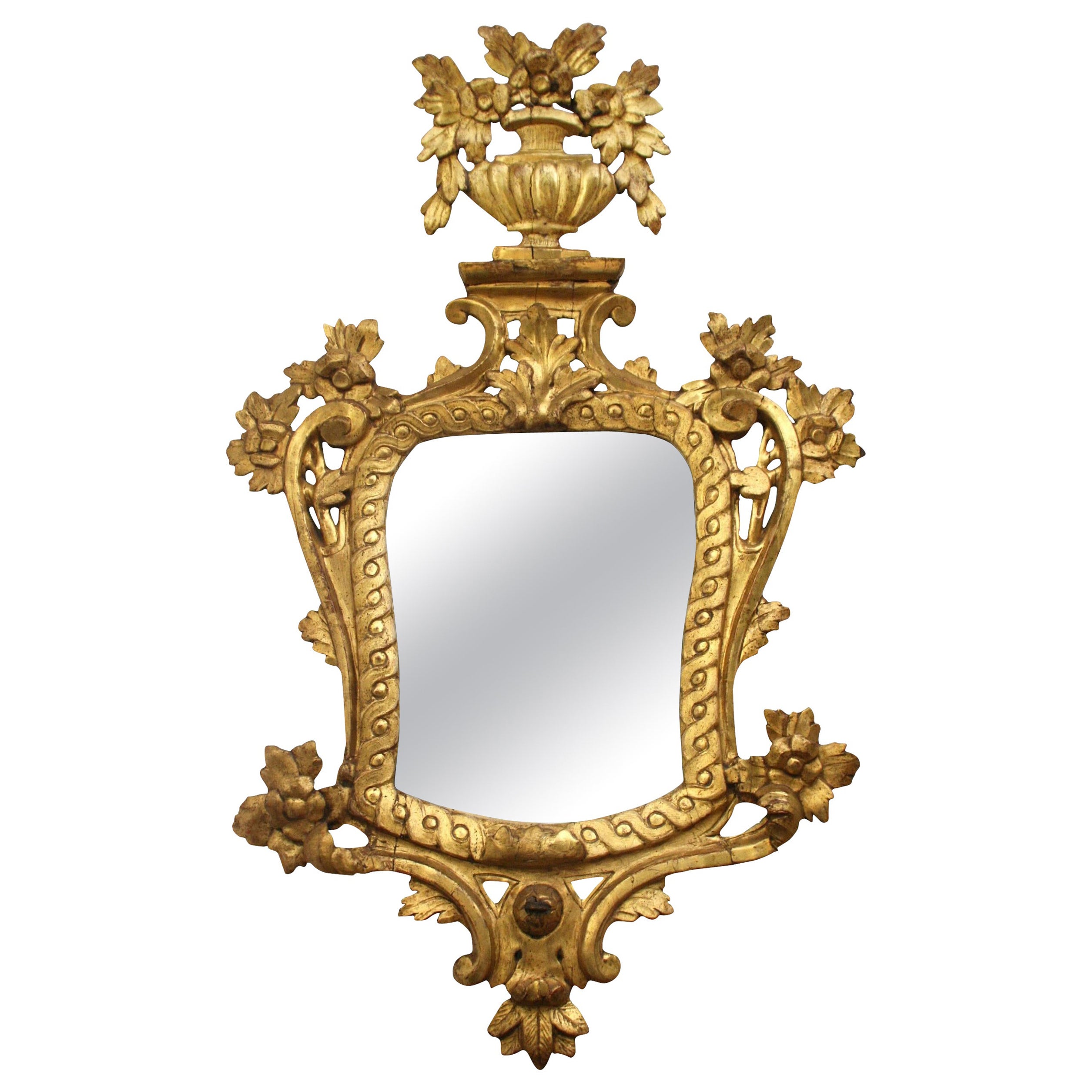 Miroir néoclassique en bois doré et doré Charles IV d'Espagne du 18ème siècle