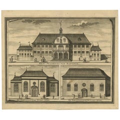 Impression ancienne de l'hôtel de ville de Batavia « Indonésie » par F. Valentijn vers 1725